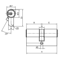 Цилиндр EVVA MCS L62 (ключ-ключ,флажок,золото,функция BSZ)