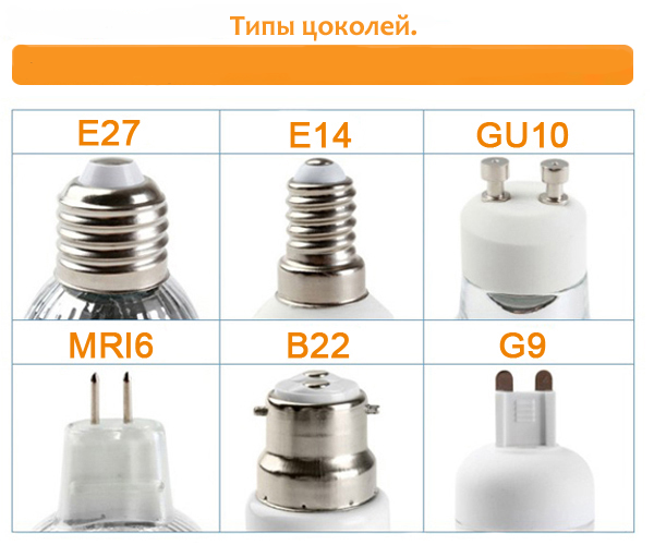 Цоколи светодиодных ламп